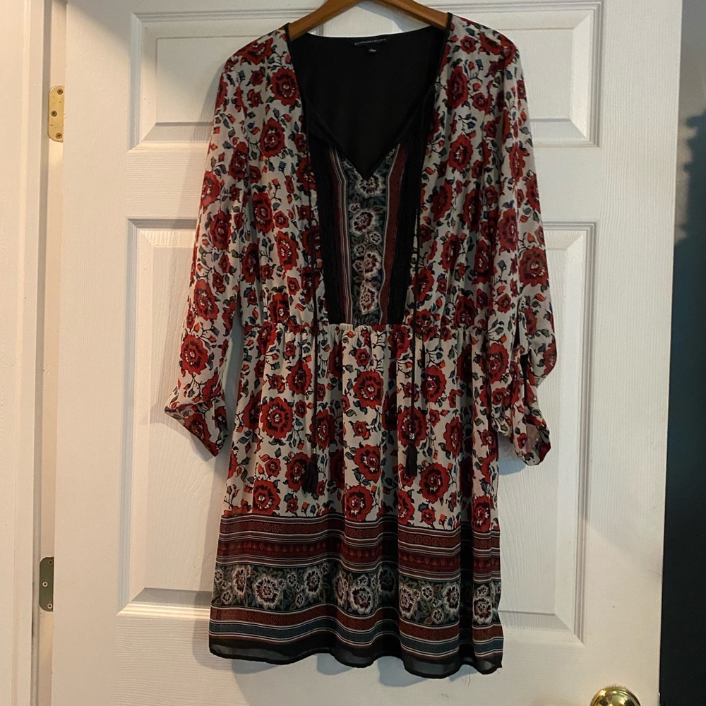 Sheer sleeved floral dress